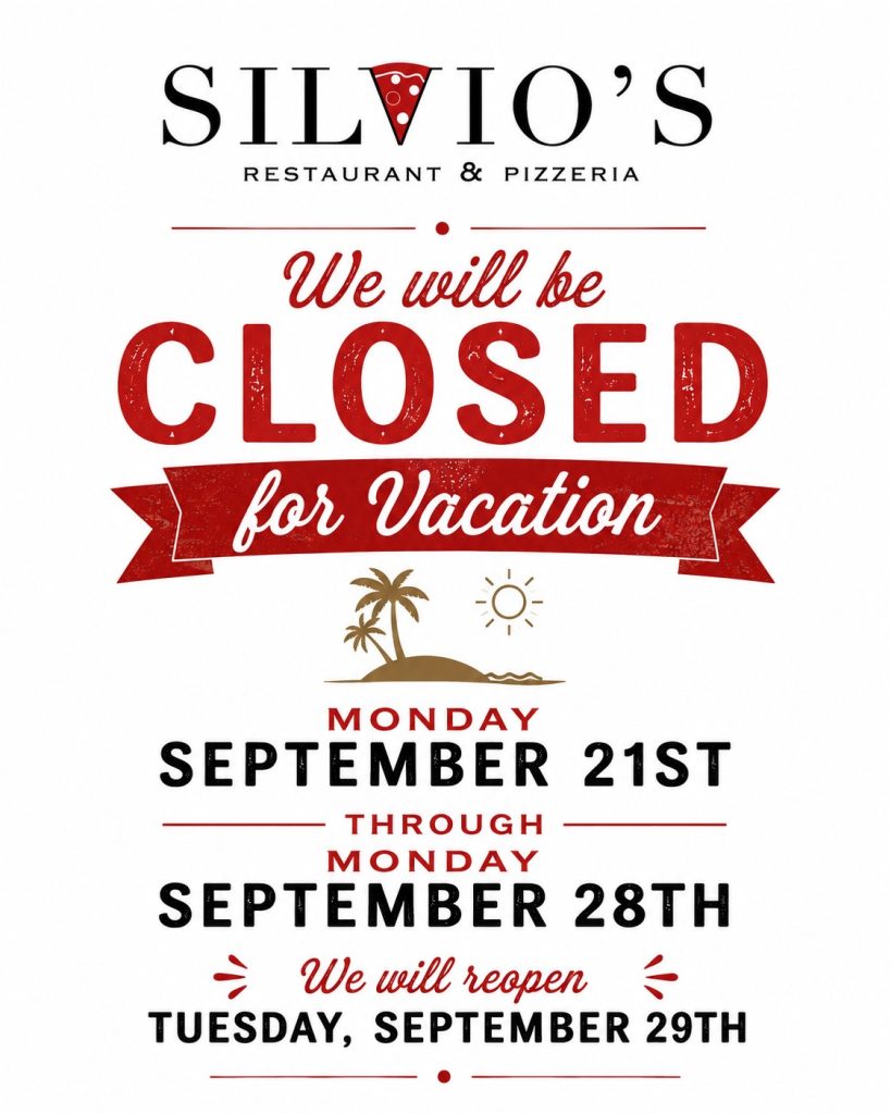 Closed for vacation sign for September 2026
