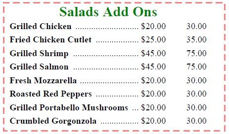 Salad add on graphic for catering menu