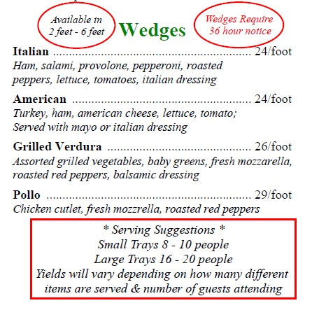 Wedges Graphic for Catering menu
